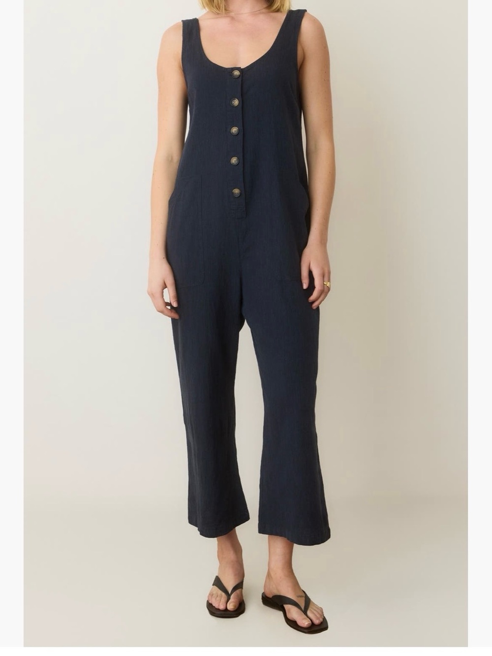 Marine Layer Sydney Hemp Blend Jumpsuit Sz Medium in India Ink